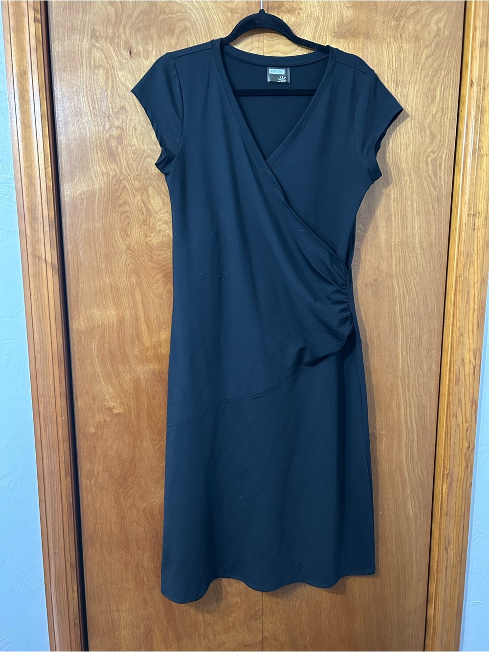 Athleta Black Wrap-Front Midi Dress